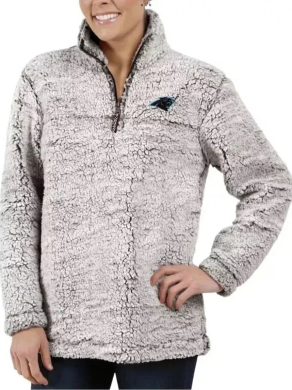Carolina Panthers Womens Jacket Size Large 1/4 Zip Sherpa Pullover GIII New